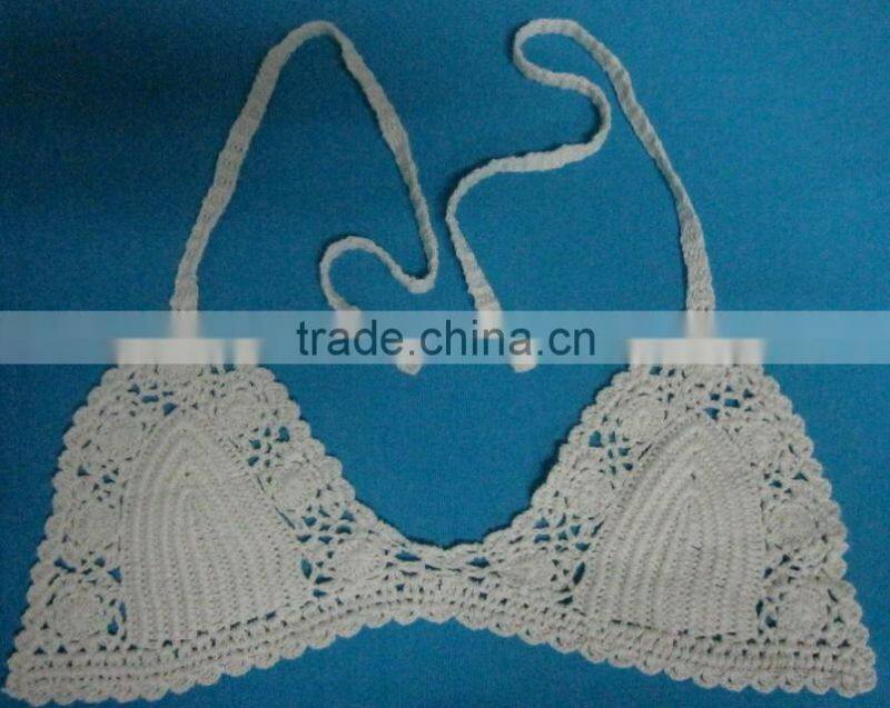 ladies' crochet cotton bikini top bra