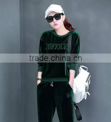 Wholesale Soft touch Crewneck tracksuit Custom Design velvet tracksuits for women