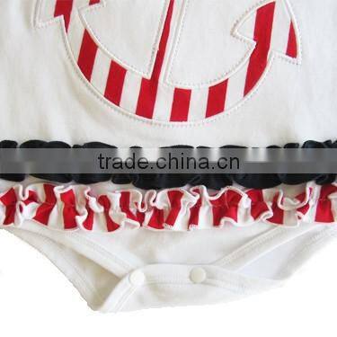 2017 Summer Navy Style Newborn Baby Girls Bodysuit With Lovely Ruffle Short Sleeves Romper Designs For Toddler