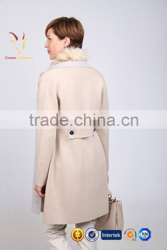 Women European Cashmere Wool Long Winter White Coats