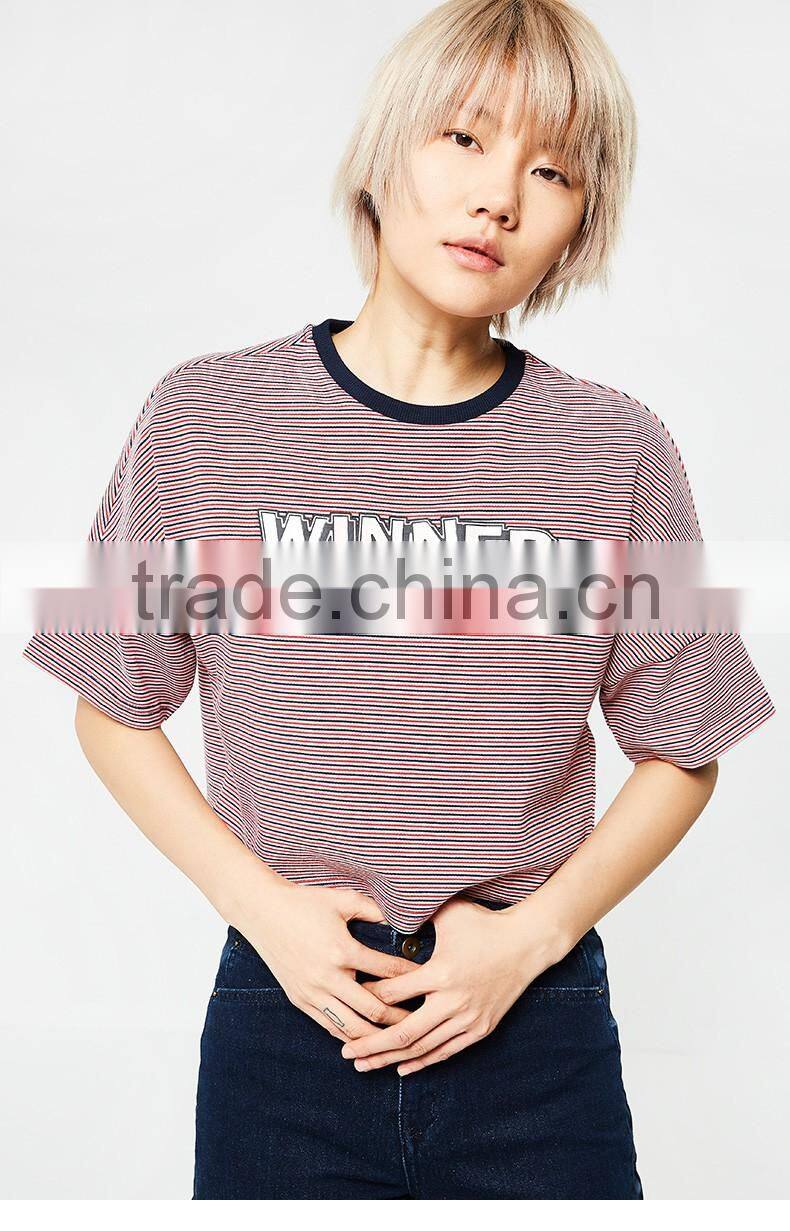 latest new model shirts crop tops women wholesale women striped t shirt