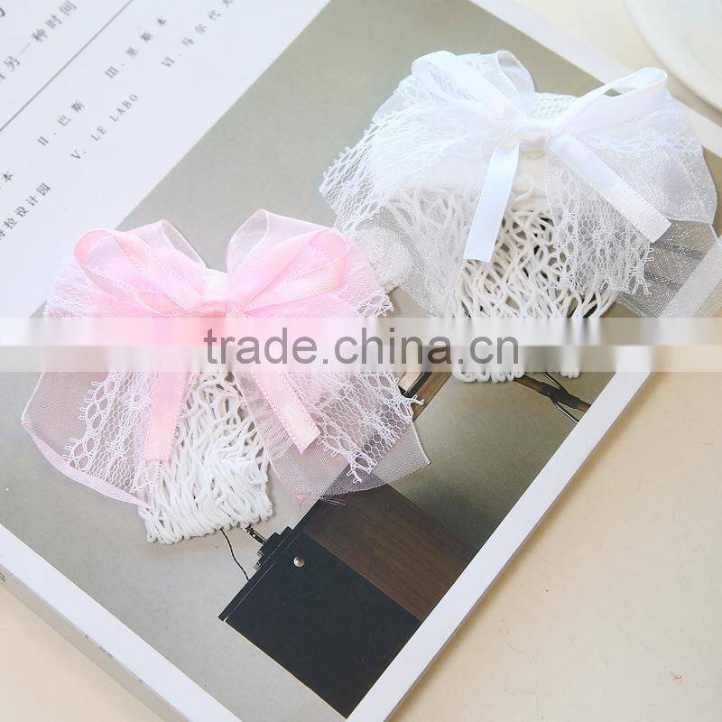 WS-23 2017New Hot Women Ruffle Large Fishnet Ankle High Socks Bow Tie Hollow Out Thin Mesh Lace Fish Net Short Socks