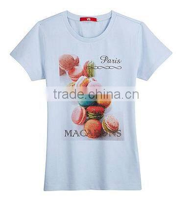2016 wholesale comfy wear well printed round neck t-shirt for women