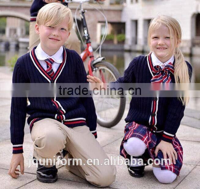 2016 Nice perfect fit Custom uniforms wholesale primary school uniform girls uniform cardigan and skirt