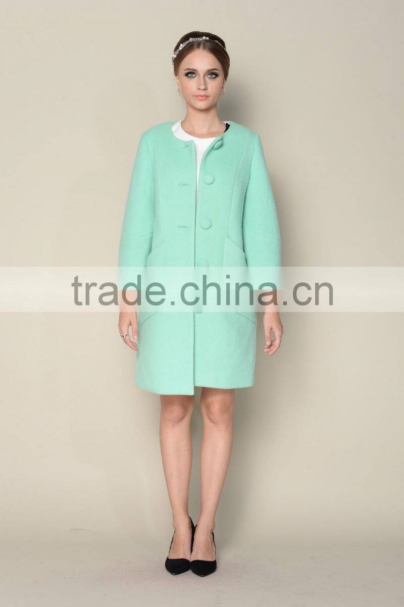 long style elegant plain red and green ladies fashion winter coat factory