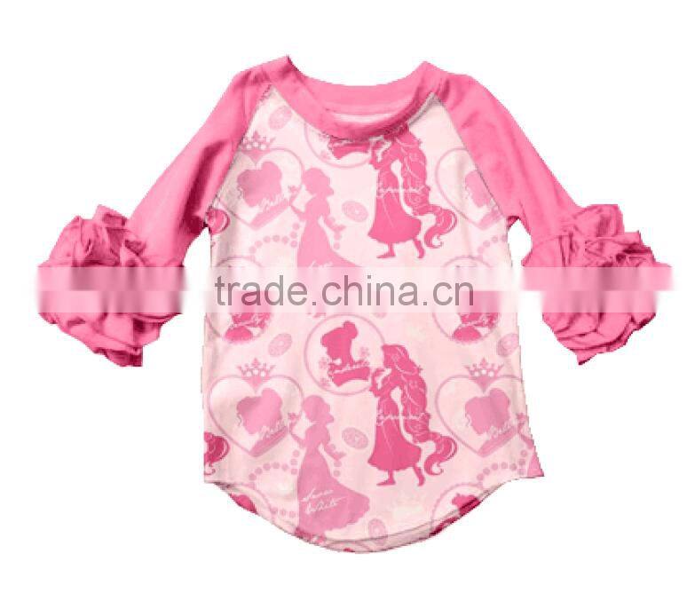 new design!wholesale flutter sleeve shirt baby girls 100% cotton ruffle long sleeve shirt kids ruffle shirt for fall
