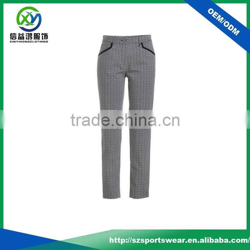 2016 Fashion design ladies 100% polyester waterproof golf long pant , full sublimation printing sports trousers