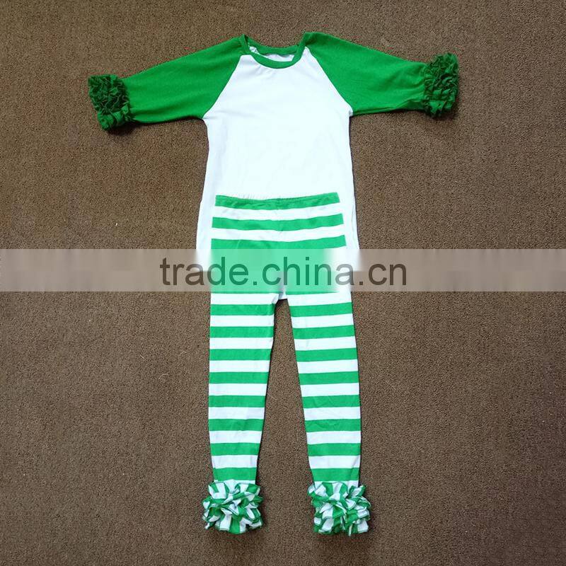 Boutique Children St. Patrick's Day Clothing baby girls shamrock 2 pcs clothes cute green clover tunic top and legging outfit