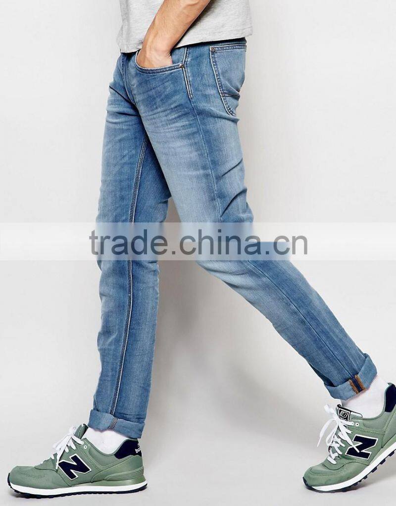 2017 Hot sell custom men 100% cotton denim jeans trousers wholesale in cheap price
