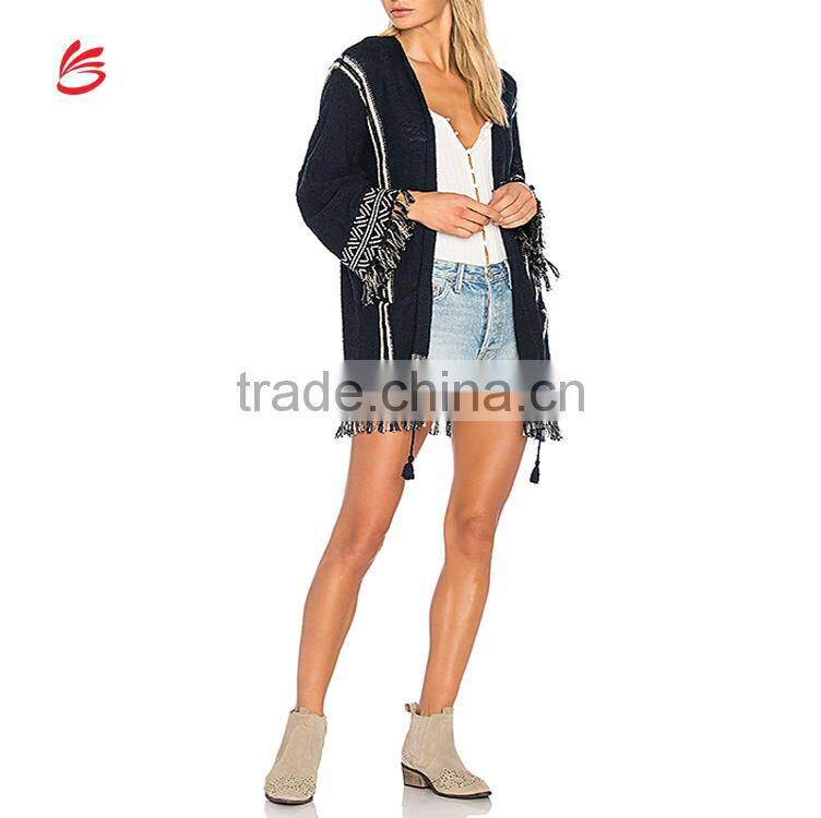 2017 Latest Plus Size Long Sleeve Knee Length Wholesale Knitted Women Long Cadigan Sweater