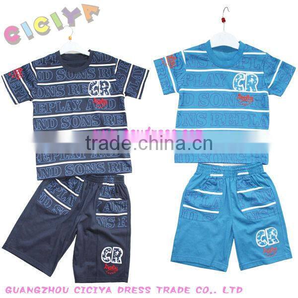 Boys pajamas set for summer designs custom cotton 2pcs pajamas