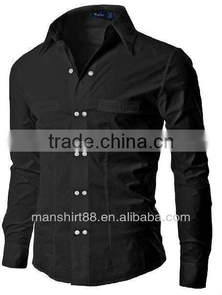 2017 Custom Double Buttons Slim Fit Dress Shirt for men