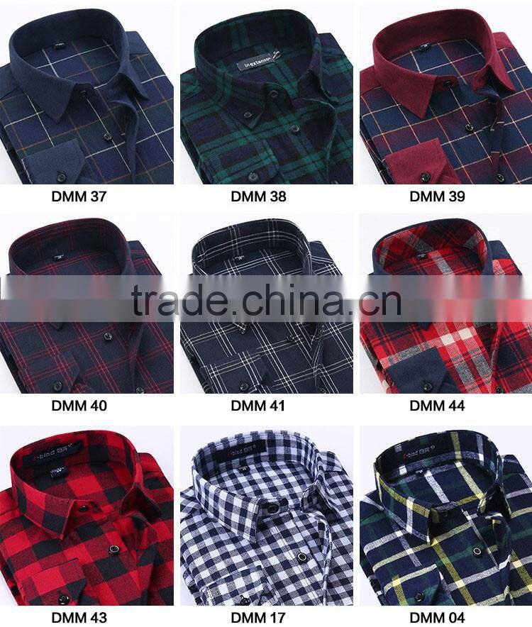 Latest shirt designs for men plaids flannel cotton couple long sleeve fancy design men shirt