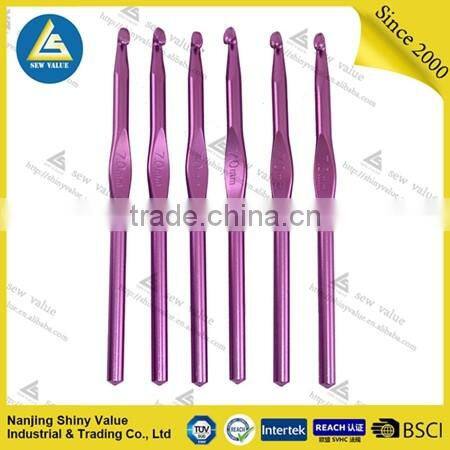 Custom Single purple aluminum 6.5mm knitting needle crochet hook