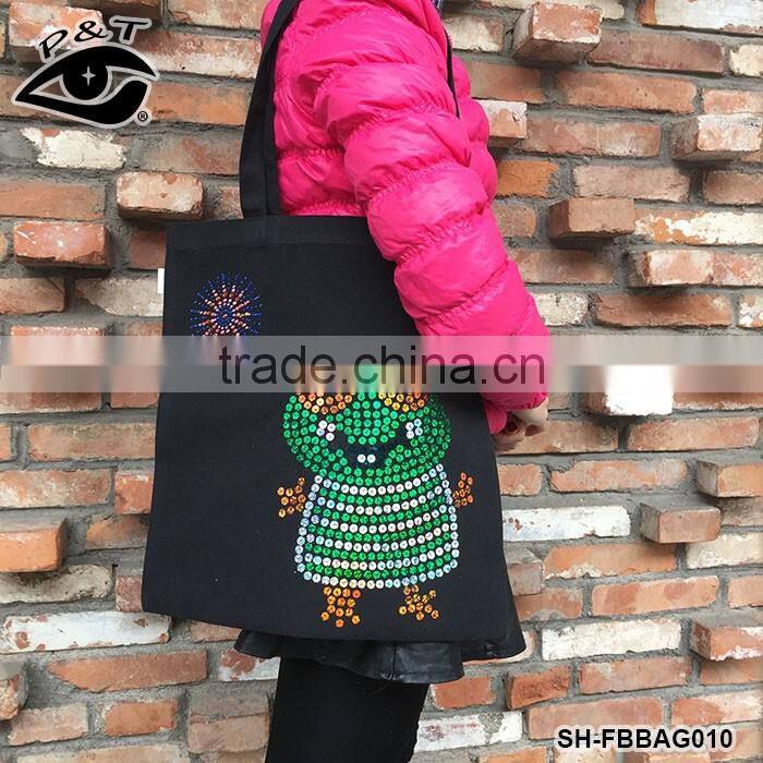 Frog Rhinestone Transfers Tote Bags Black Canvas Bags