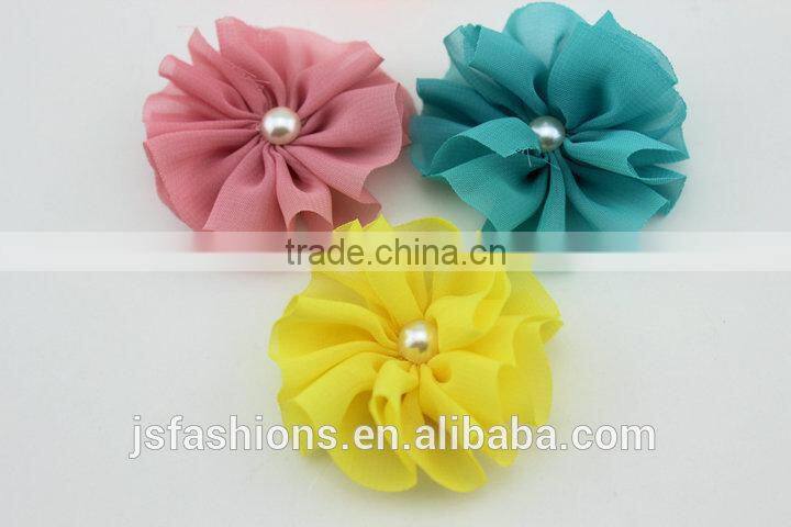 15 colors 5.5 cm fabric floral chiffon flower accessories, hair clip, shoes and garments accessories,DIY crafts flowers