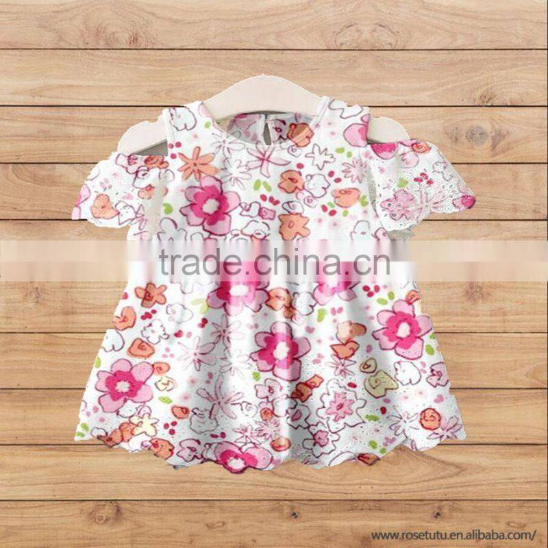 CH00279YIWU BOYA Cotton milk silk dress sakura flower fabric pattern kids clothes wearing boutique dresses
