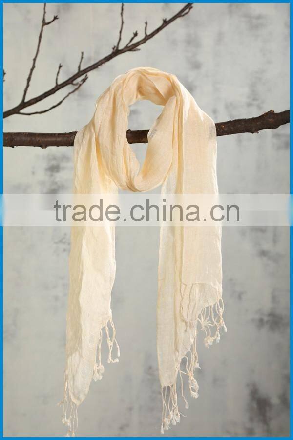 Wholesale 2017 new design lady's fashionable natural linen scarf
