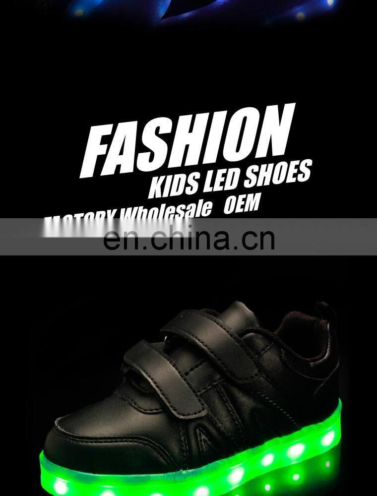 Factory wholesale OEM USB charge Children kids Led shoes sneakers Cool casual shoes for boys girls