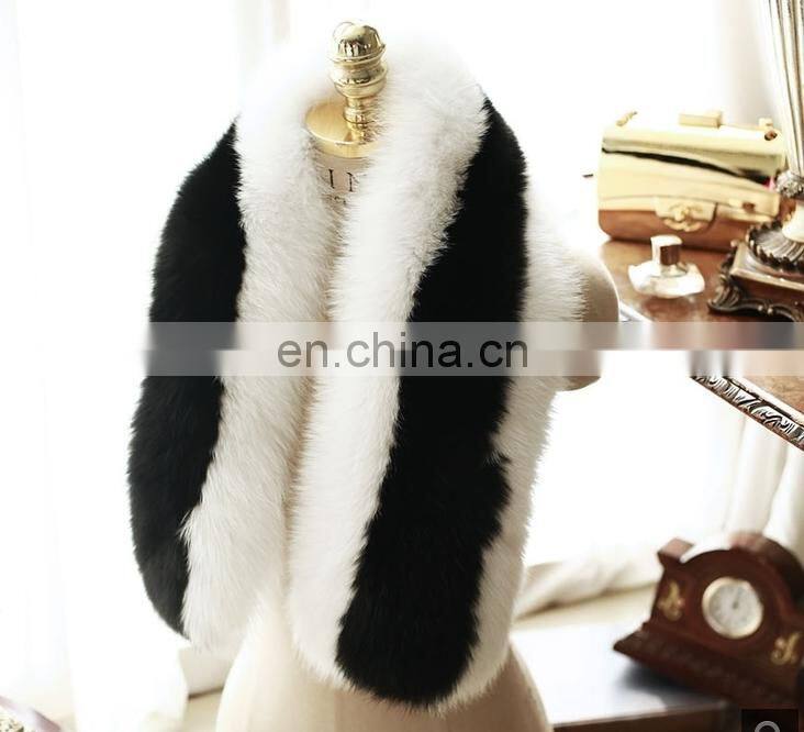 Luxurious White Black Fox Fur Scarf Fashion Fox Fur Shawl From China
