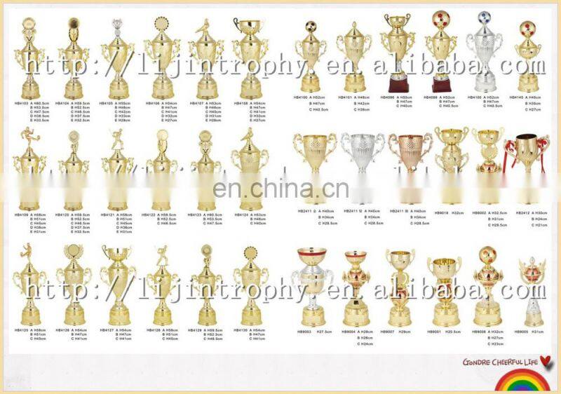 Custom made round plastic Base Gold Trophy Cups