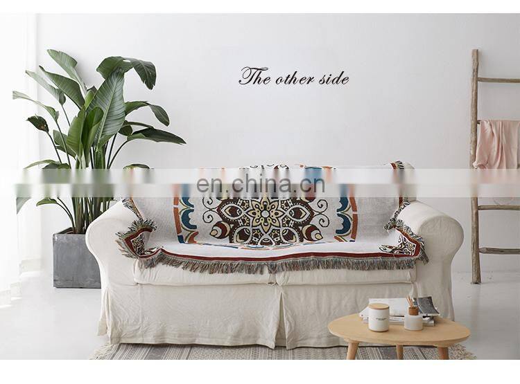 RAWHOUSE woven boho geometric rug jacquard mandala tapestry throw blanket