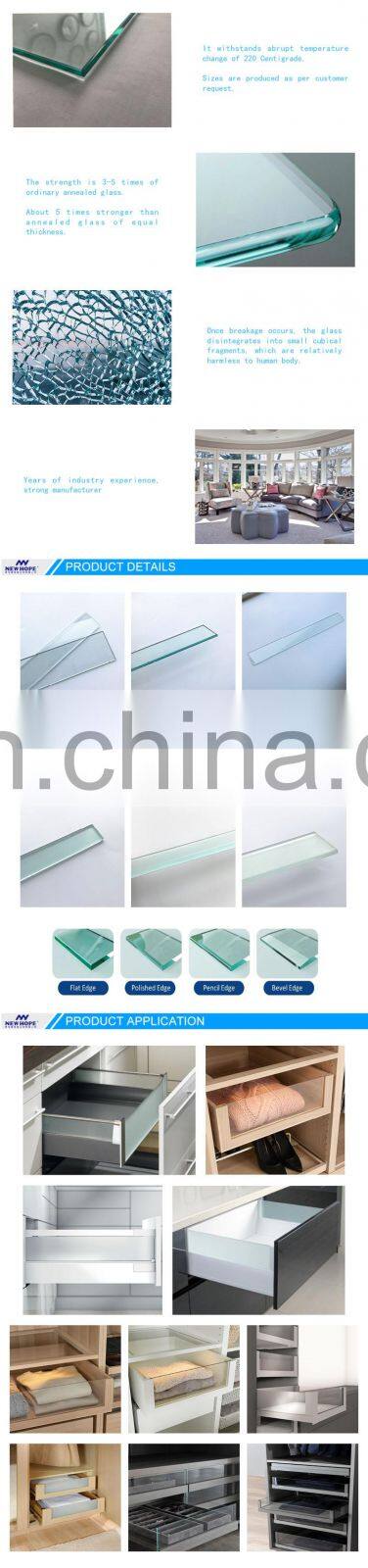 Cheap price clear toughened glass for home furniture drawer