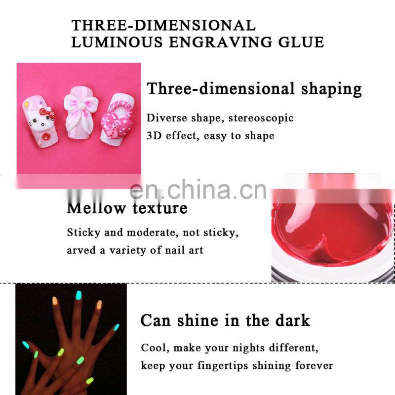 6 Colors UV Nail Luminous 3D 4D 5D Sculpted Color Uv Nail Gel Free Sample