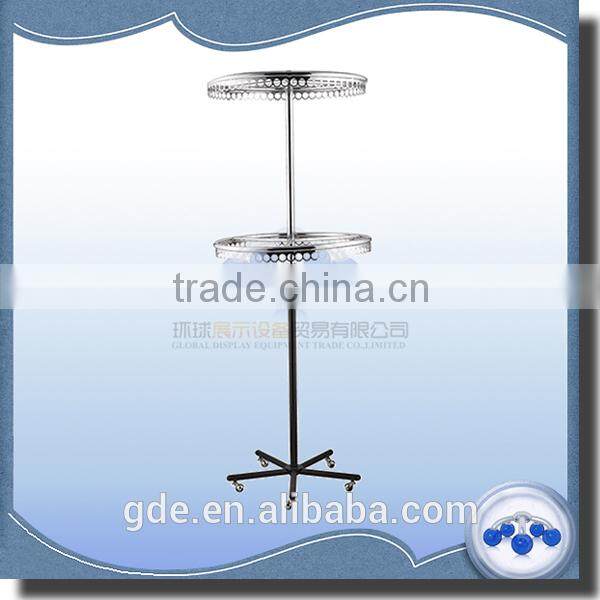 Metal chrome two layers clothes display rack