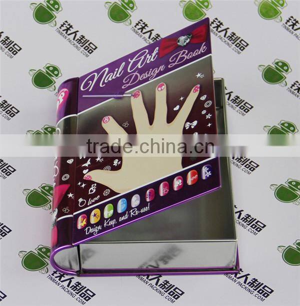 Fashionable book shape tin cosmetic packaging