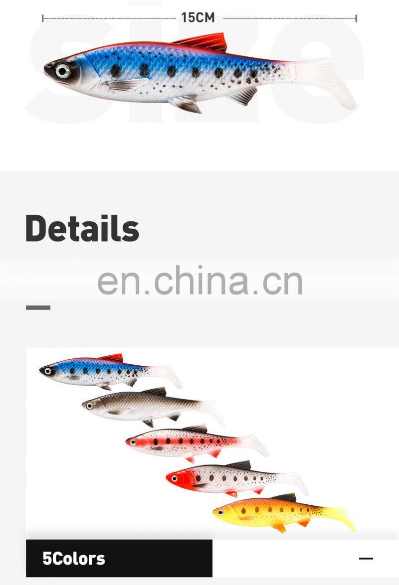 JOHNCOO China Factory Customized 3D Eye Big Size 15cm 36g Pike Bait Soft Fishing Lures