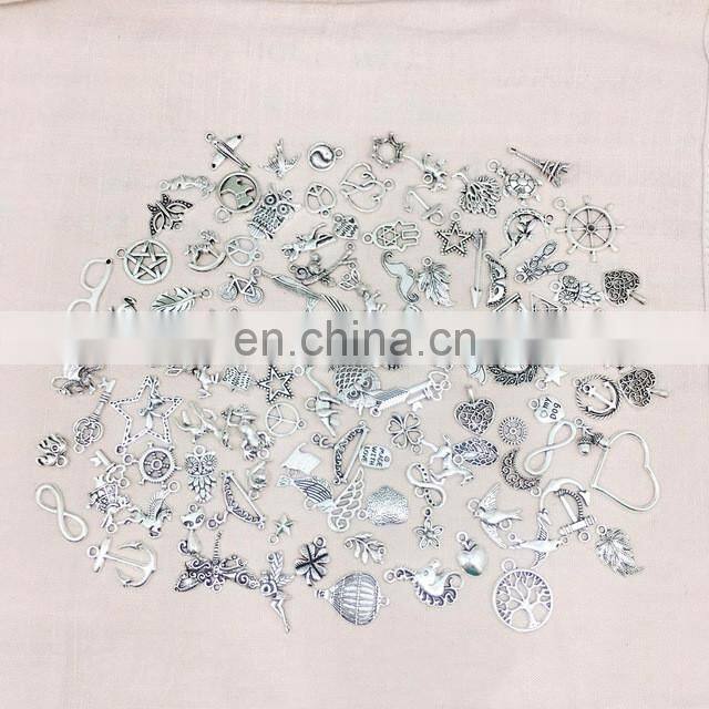 Vintage Mixed 100pcs Metal Charms Beads Handmade DIY Bracelet Pendant Necklace Jewelry Making Findings