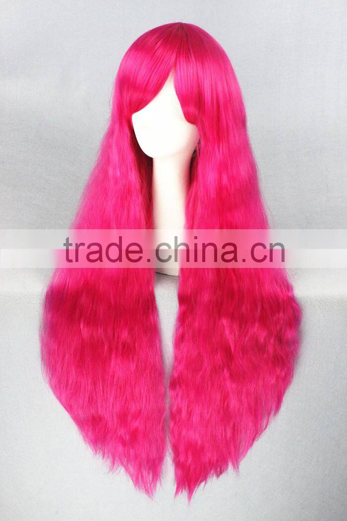 cheap wholesale long curly 70cm rose pink cosplay Lolita synthetic women party wig