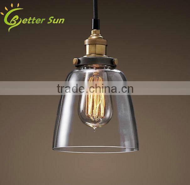 Antique Copper Glass Ceiling Lamp led Modern Pendant Light