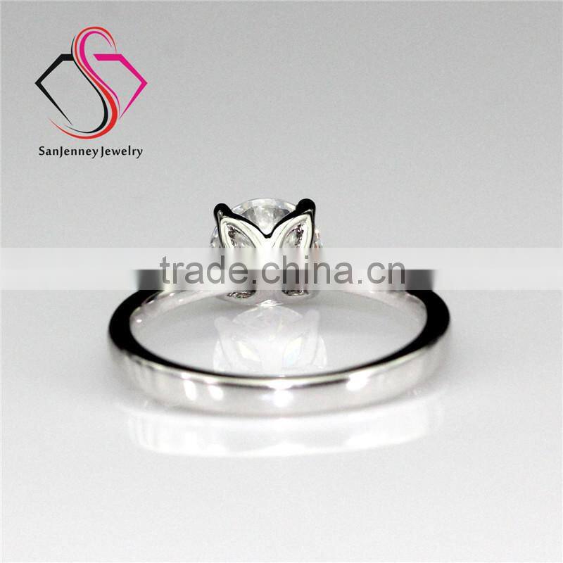 Round Brilliant Cut Moissanite Solitaire 4 Prong 1 Carat 6.5mm Center 14k White Yellow Gold Diamond Engagement Ring