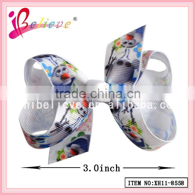 2015 Popular kids hair bow accessories,grosgrain ribbon hair bow,elsa & anna ribbon bow hair clip