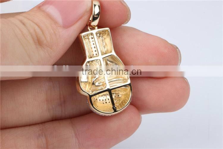 2016 Fashional hip Hop 10k gold plated gloves pendant necklace setting cheap diamond