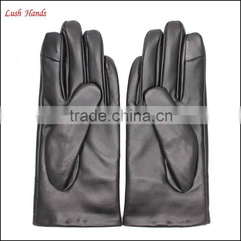 The most classic embroidery patterns ladies index finger touch screen leather gloves