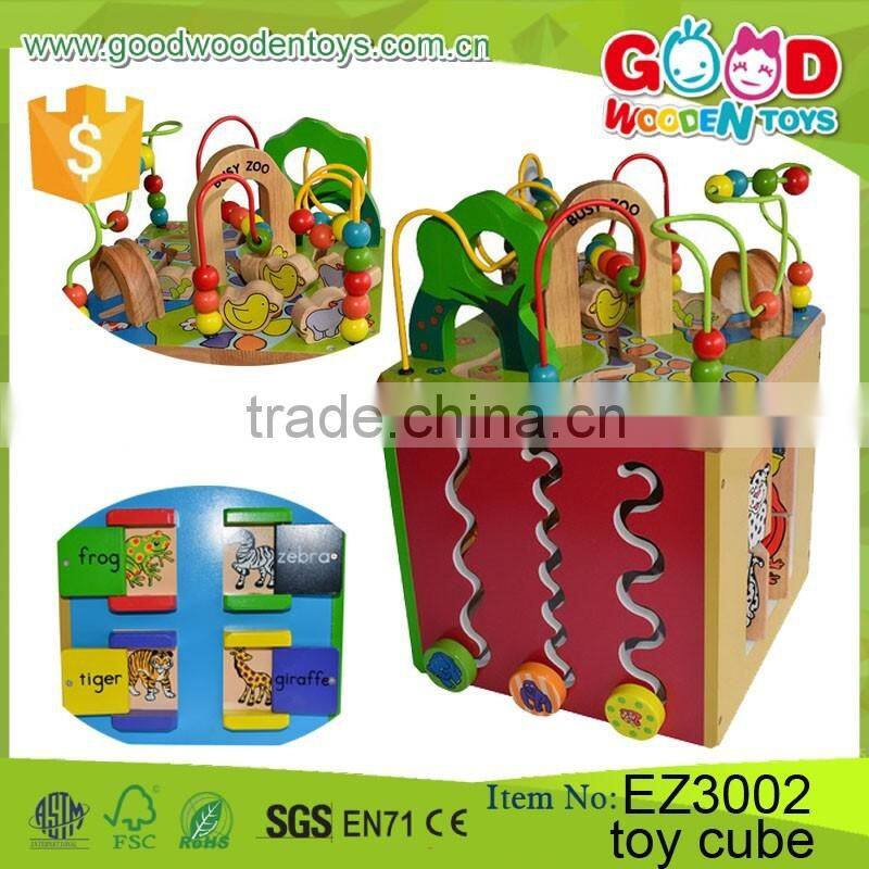 Four Sides Educational Wooden Cube Box Game Kindergarden Activity Play Cube Center Baby Toys