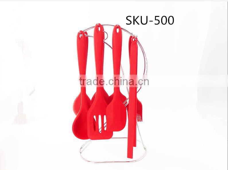 2016 Hot Sale Heat-Resistant Silicone Cooking Utensils Set with stand & silicone kitchen products