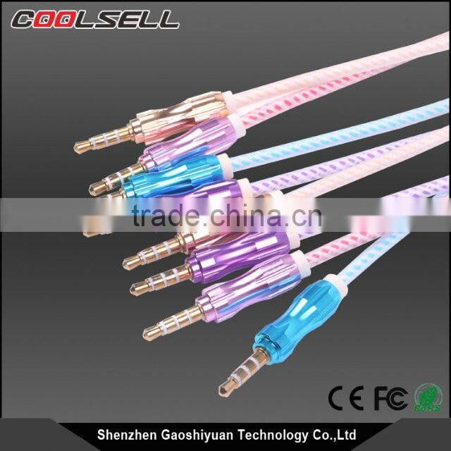 Gold plated colorful audio video cable 3.5mm aux cable NY braided Stereo 3.5mm audio cable