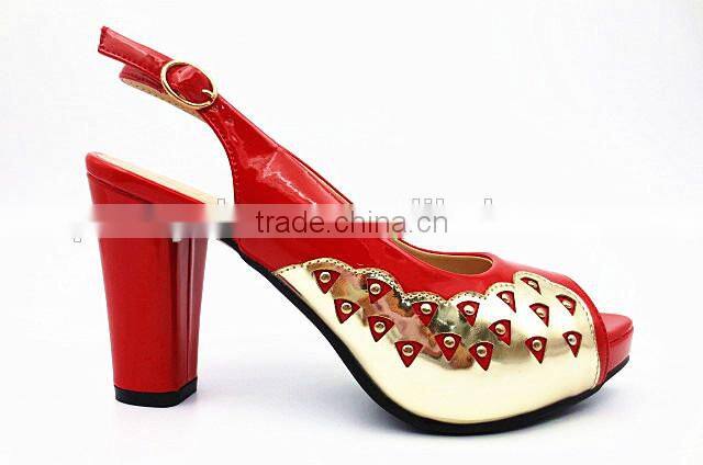 latest mix color high class middle heel slingback Sandals with net