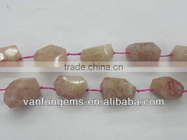 Strawberry quartz faceted tumble stone