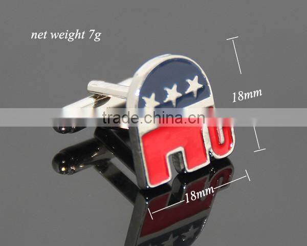 Elephant Shaped United States Vote Election Souvenir Customize Logo Zinc Alloy Metal Enamel Engrave Cufflinks