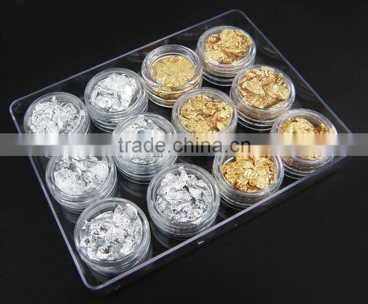 colorful foilGold Silver Foil for nail art 12 boxes