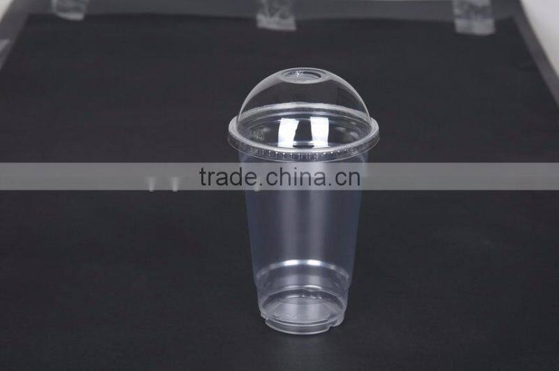 White pet plastic tea cup with straw