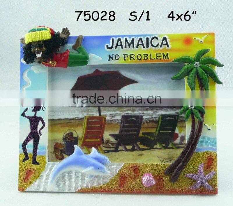 polyresin photo frame JAMAICA rasta palm tree design