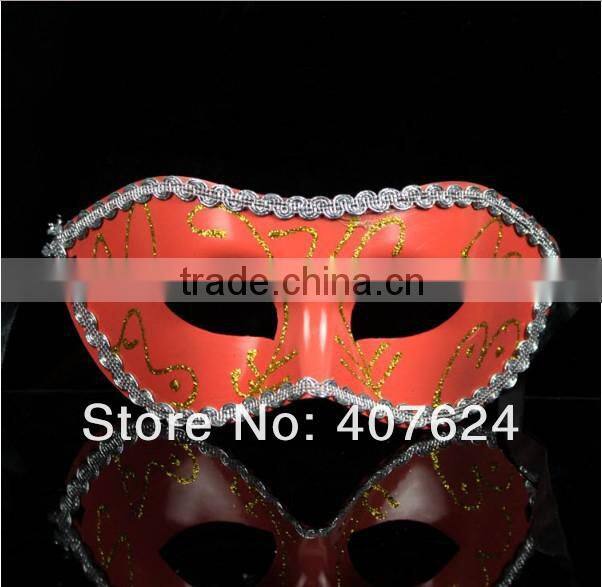 Wholesale PVC Colorful Wedding Masks Half Face Flat Head Paiting Party Mask 6Colors FOR your Choice