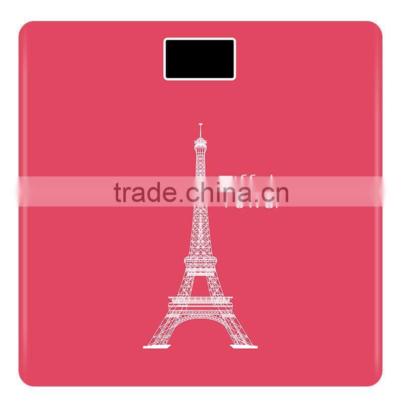 Auto on digital measures weight body scale with slik printing platform electronic weighing
