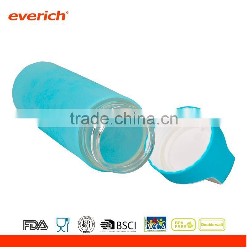 Glass Water Bottle With Fruit Infuser And Flip Lid